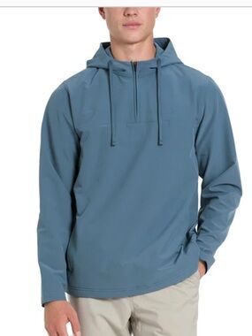 Hurley Blue Quarter 1/4 Zip - Windbreaker water resistant Hoodie / Large